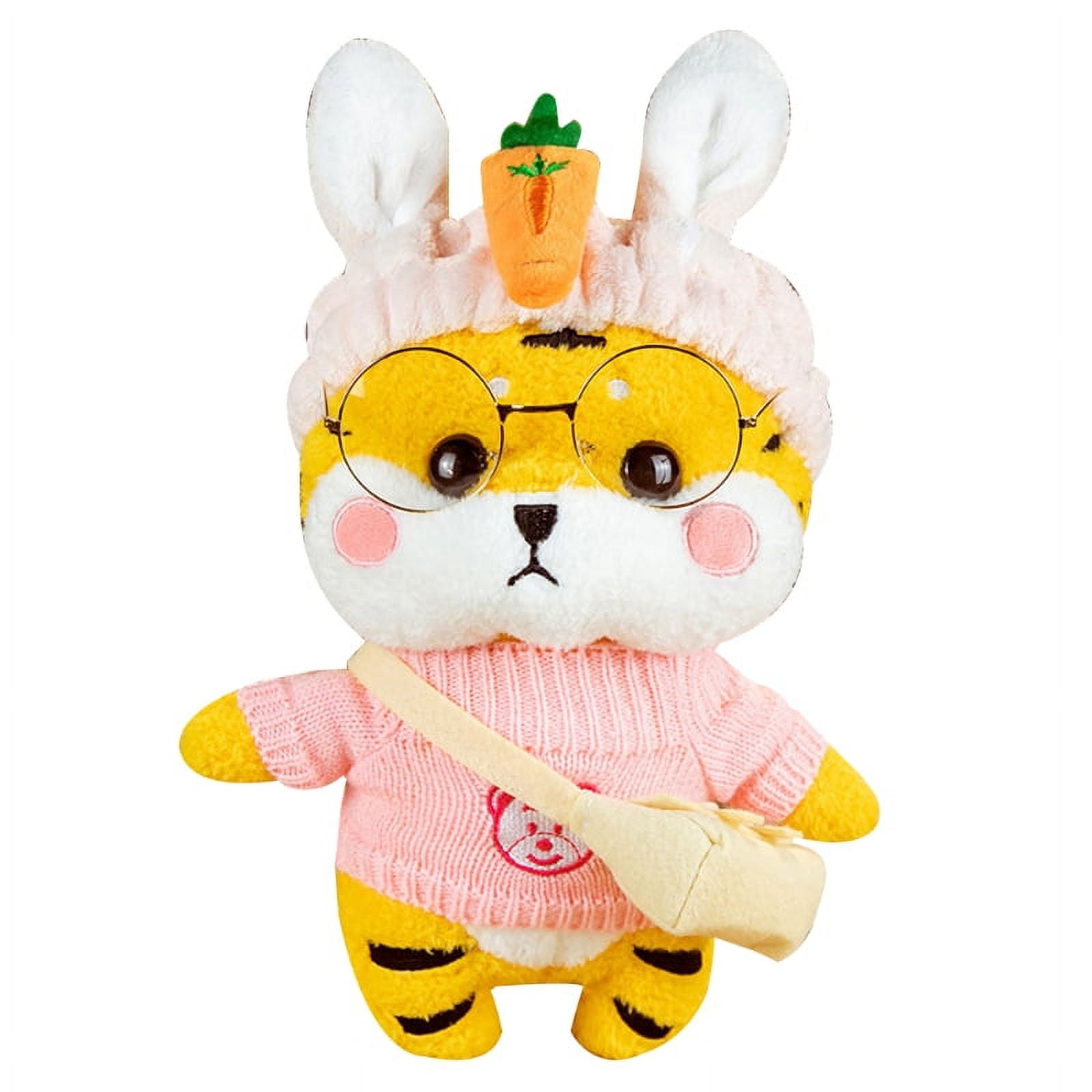 GENEMA 30cm/12in Plush Doll Lovely Stuffed Animal Tiger DIY Dress Up Toy  Soft Comfort Sleeping Doll Home Decor Xmas Party Gift 