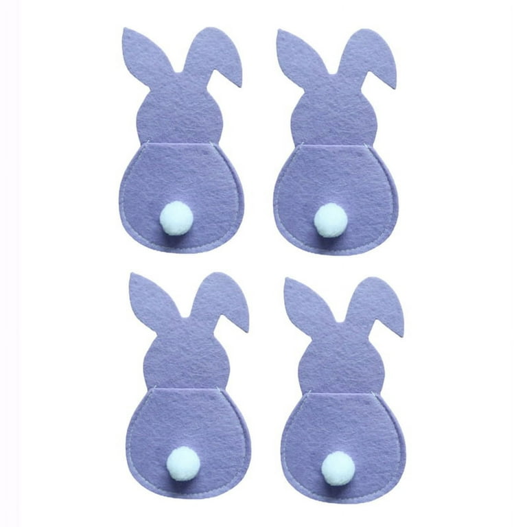 GENEMA 4 Pcs Easter Bunny Cutlery Holder Pouch Bags Knife Fork