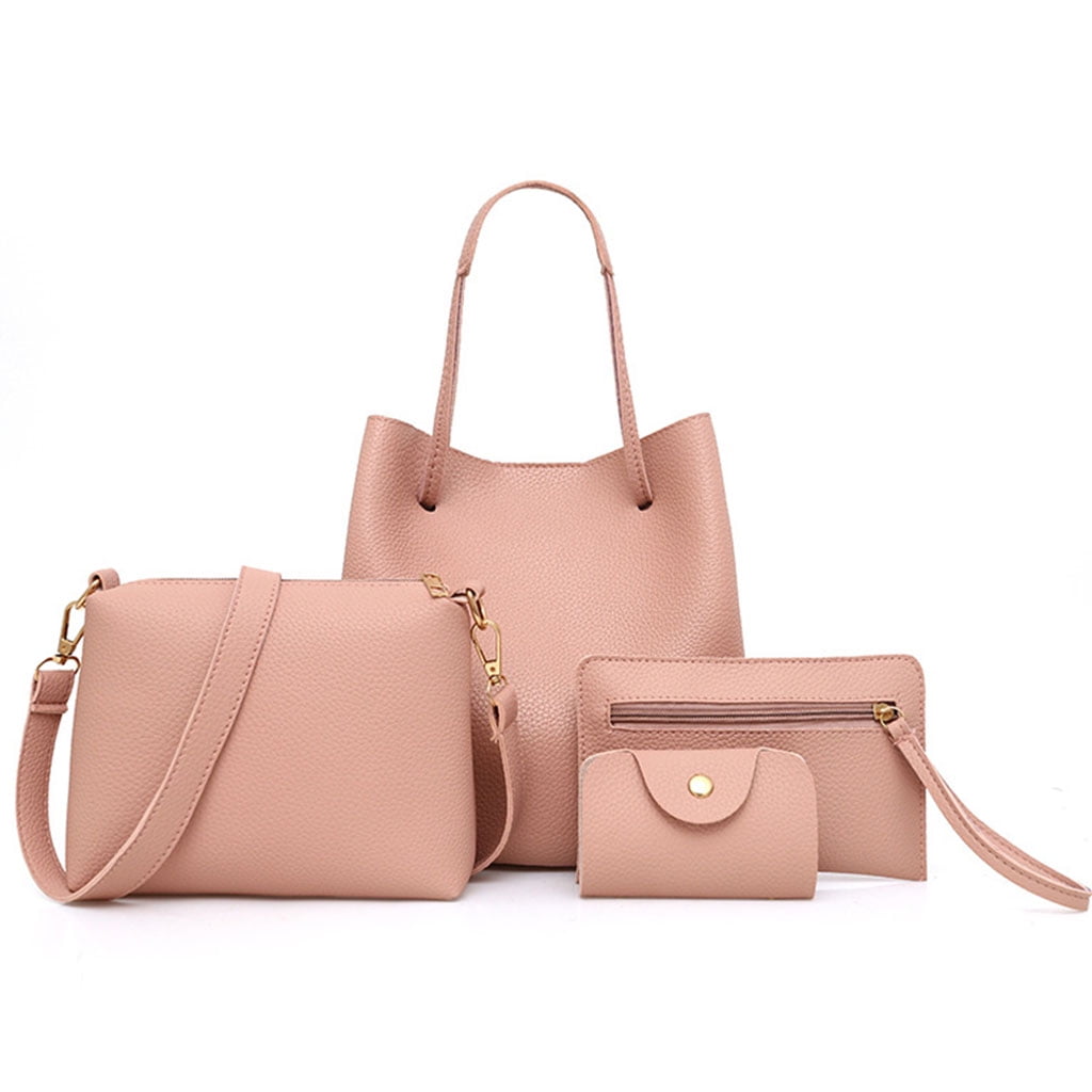 GENEMA 4Pcs Women Bags Set Purse Shoulder Handbag Tote Messenger Satchel Bag Crossbody Card Case Holder Wallet for Girls Lady