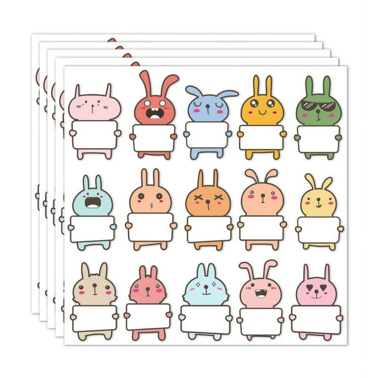 GENEMA 5 Pcs/Pack Self-adhesive Labels Cartoon Rabbit Index Tags