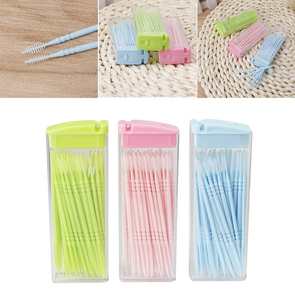 GENEMA 50 pcs / box Double-headed Dental Brush Teeth Sticks Floss Pick Toothpick