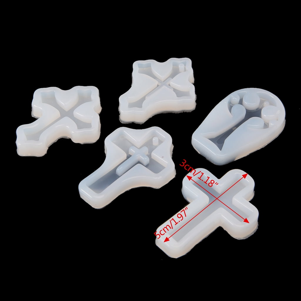 GENEMA 5PCS Cross Silicone Resin Mold For Jewelry Making Casting Mould Craft DIY Tools