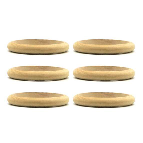 GENEMA 6 Pieces Unfinished Wood Bangles Bracelet Natural Round Wooden Ring for Art & Craft Project DIY Jewelry Making