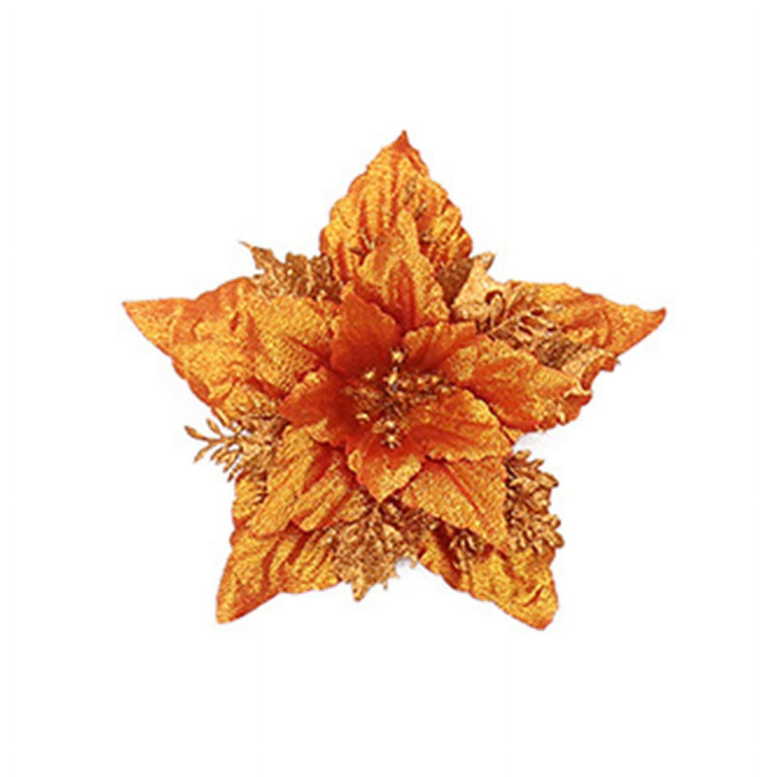 GENEMA 7 Inch Christmas Glitter Poinsettia Flower Decorations for Xmas