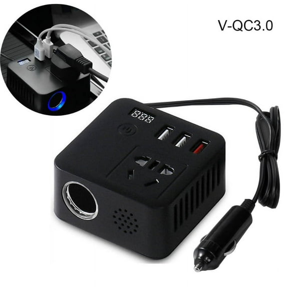 GENEMA Car Inverter 150W Power Inverter One Button Switch with Cigarette Lighter Holes