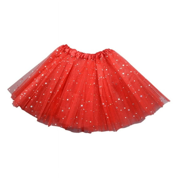 GENEMA Children Kids Girls Shiny Sequins Ballet Skirts Elastic Mesh Tutu Ballerina Dress Gymnastics Princess Dancing Skirt