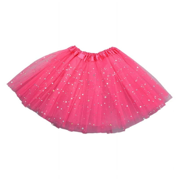 GENEMA Children Kids Girls Shiny Sequins Ballet Skirts Elastic Mesh Tutu Ballerina Dress Gymnastics Princess Dancing Skirt