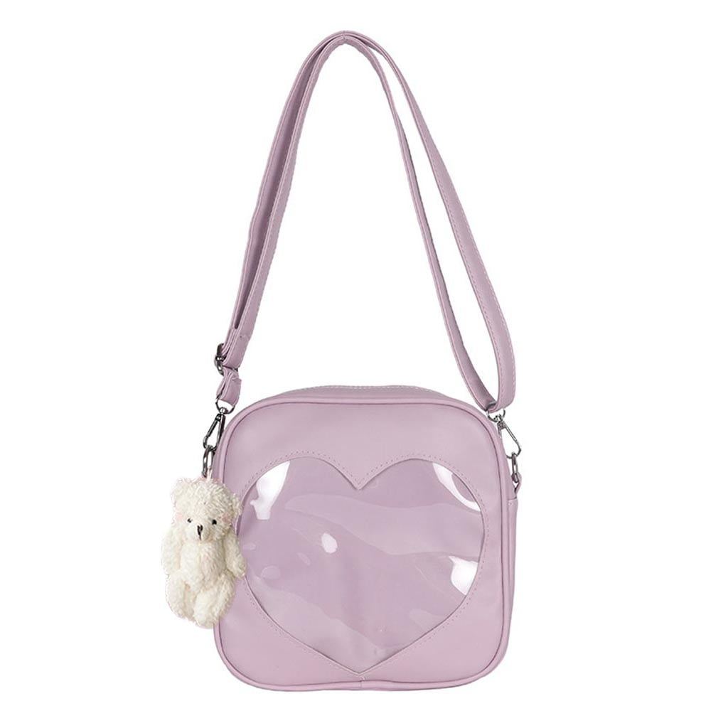 Heart Shaped Leather Backpack in Lilac