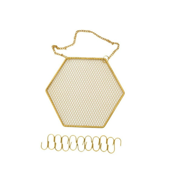 GENEMA Convenient Earring Wall Holder Hexagon Wall Mounted Hanging Earring Organizer Jewelry with Hooks for Bracelets Watches