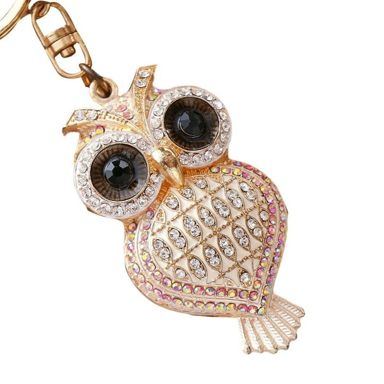 GENEMA Cute Animal Owl Keychain Crystal Rhinestone Keyrings Bag Pendant  Ornaments Purse Handbag Charm for Women Girls Key Decorations 