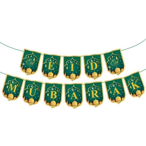 GENEMA Eid Mubarak Banner Moon Star Pull Flag Party Decorations Supplies Ornament for Islam Muslim Ramadan Home Wall Background Decor Creative Banners