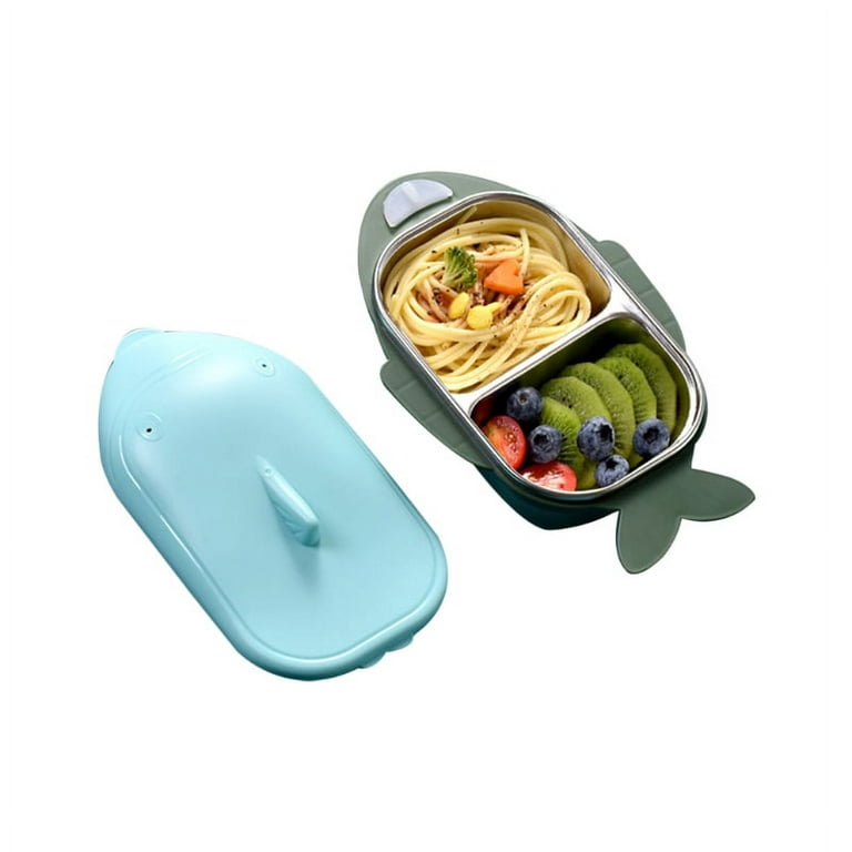 GENEMA Fish-Shaped Stainless Steel Baby Dinner Plate Bento Box