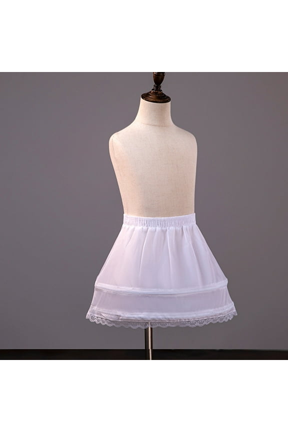 Girls Petticoat Underskirt with Lace Hem 2 Hoops Half Slips Short Crinoline for Ball Gown Flower Girl Dress 1-9 Years