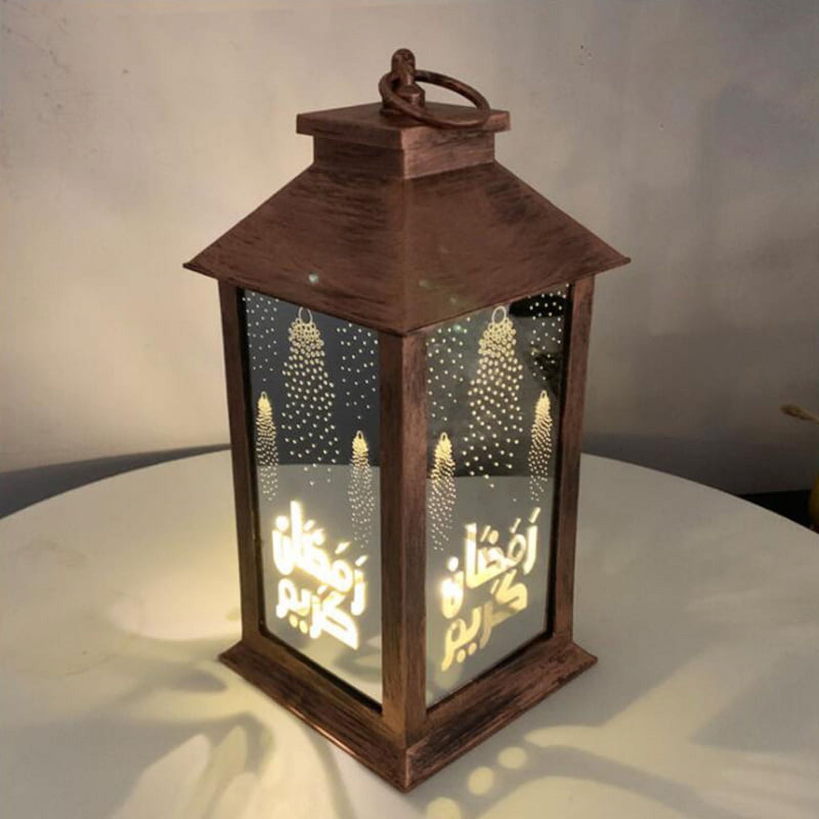 Ailytec Mini Lantern with LED Star - 5 inch Tall, Warm White Star Light, Ramadan Table Decor Centerpiece, Battery Included, Size: 5.1, Black