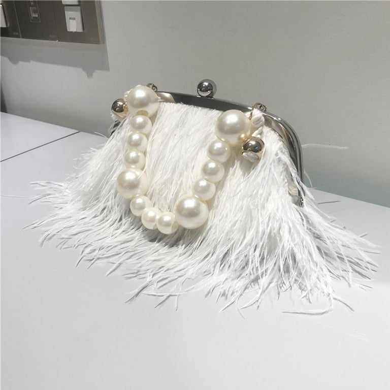 4 Pcs Pearl Bag Strap Short Handbag Purse Pearl Chain Imitation Pearl Bead  Handle Chain Elegant Pearl Purse Strap Clutch Replacement Accessories for