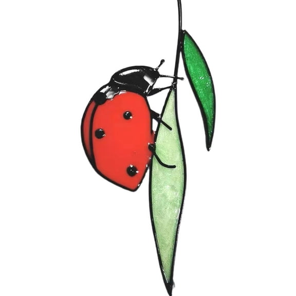GENEMA Ladybug Suncatcher Stained Glass Window Wall Door Hangings Family Car Decoration