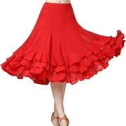 GENEMA Layered Lace Hem Long Skirt Modern Waltz National Standard Dance Wear Splicing