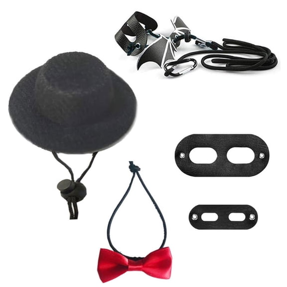 GENEMA Lizard Traction Rope Hat Bow Tie Soft Leather Reptile Bearded Dragon Harness Leash Halloween Costume Clothes