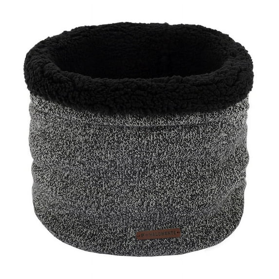 GENEMA Men Winter Knitted Neck Warmer Gaiter Double Layer Thick Plush Lined Solid Color Infinity Circle Scarf Outdoor Windproof