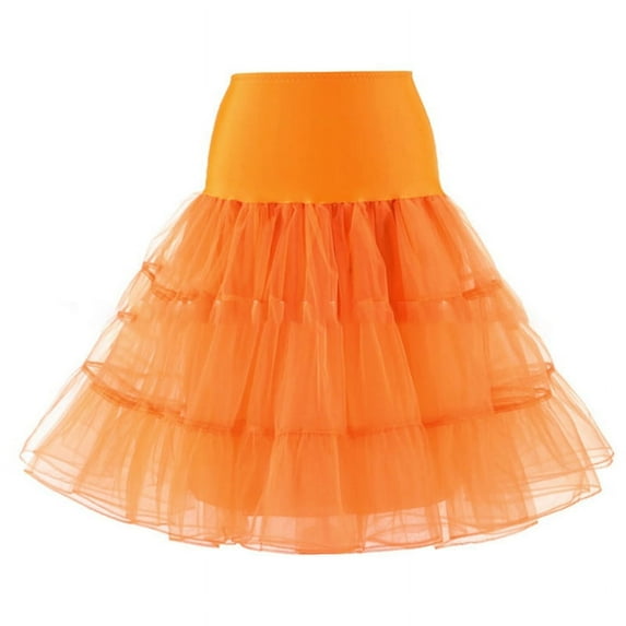 GENEMA Women 50s Vintage Tulle Petticoat Bright Solid Color Mesh Hoopless Half Slip Underskirt Knee Length Crinoline Tutu Skirt