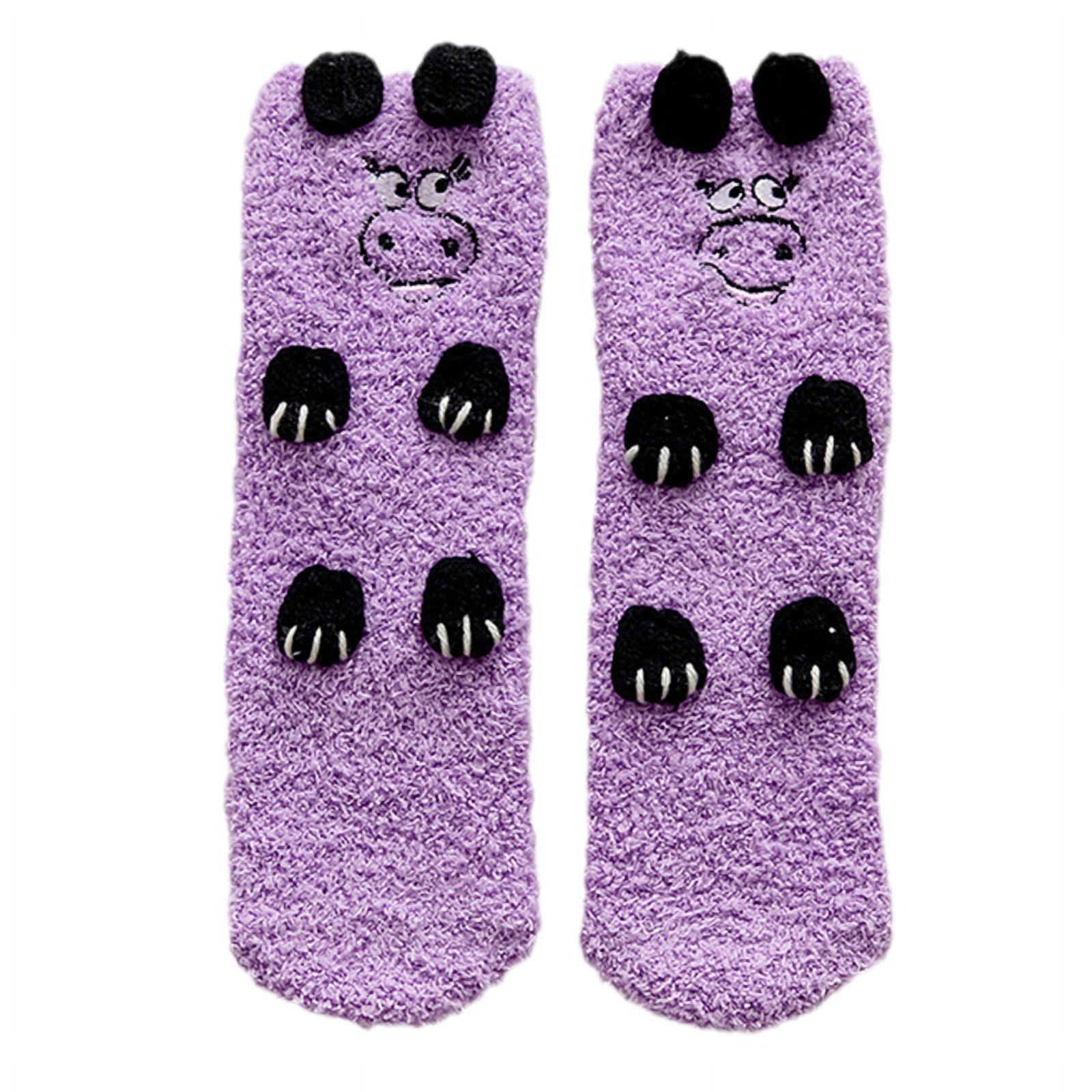 Zando Fuzzy Cozy Socks Cute Fuzzy Socks With Grippers for Women Long Fuzzy  Grippy Socks 