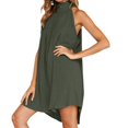 thumbnail image 1 of GENEMA Women Halter Sleeveless Solid Color Backless Ruffle A-Line Asymmetric Mini Dress, 1 of 19