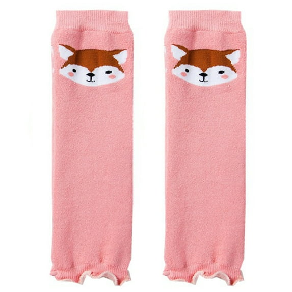 GENEMA Women Kids Girls Winter Yoga Dance Leg Warmers Cute Cartoon Animal Print Thick Terry Boots Cover Cuff Ruffled Hem Toeless Workout Socks