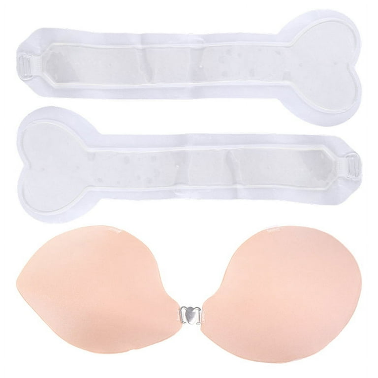 GENEMA Women Push Up Invisible Strapless Bra with Lift Tape Adhesive  Backless Sticky Nipple Cover Front Buckle Breast Pads 