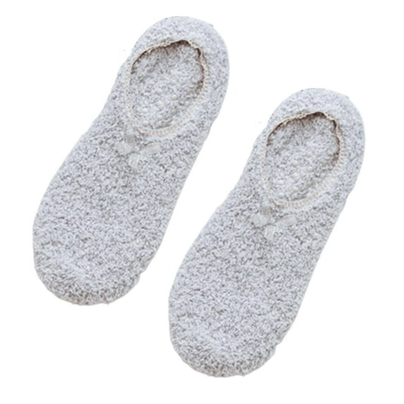 GENEMA Women Winter Fuzzy Velvet Slipper Boat Socks Striped Print Sweet Bow Non Skid Warm Fleece Fluffy Plush Low Cut Home Hosiery with Grippers