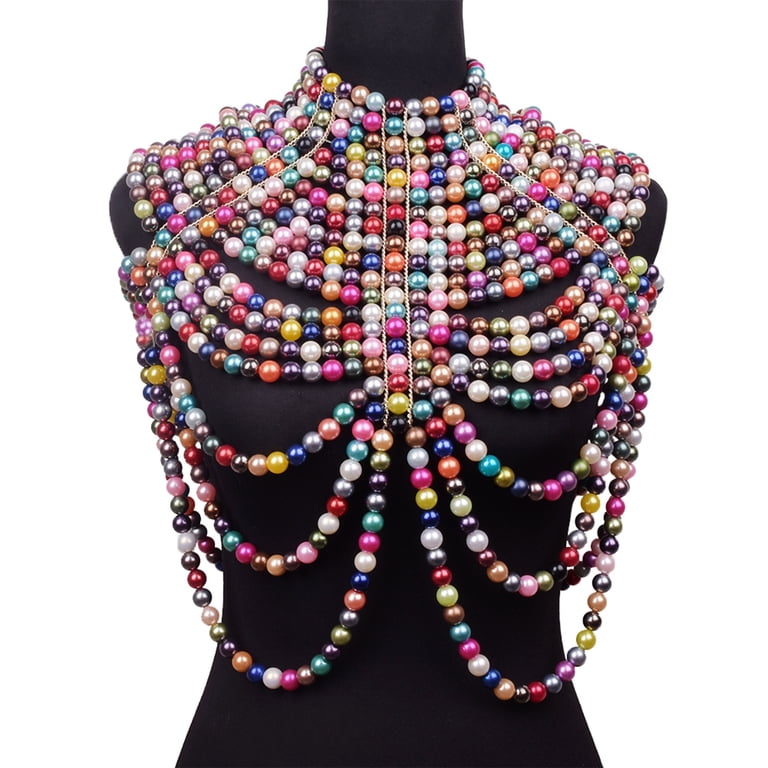 GENEMA Womens Multi Layered Imitation Pearl Necklace  display picture 3