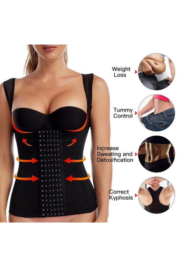 Womens Underbust Waist Corset Vest Tummy Control Shapewear Postpartum Hourglass Body Shaper Cincher Tank Top with Hooks