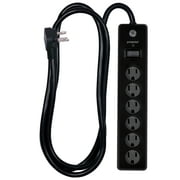 GENERAL ELECTRIC 6-Outlet Surge Protector Extension Cord, 800J, Black, 6 feet, 33661