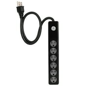 GENERAL ELECTRIC GE 6-Outlet Surge Protector Extension Cord, Black, 2ft., 2 Pack - 54626
