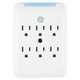 thumbnail image 1 of GENERAL ELECTRIC Pro 6-Outlet Surge Protector Power Outlet Adapter, White - 38431, 1 of 7