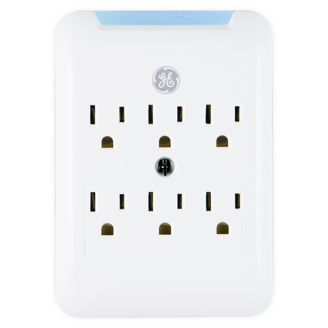 GENERAL ELECTRIC Pro 6-Outlet Surge Protector Power Outlet Adapter, White - 38431