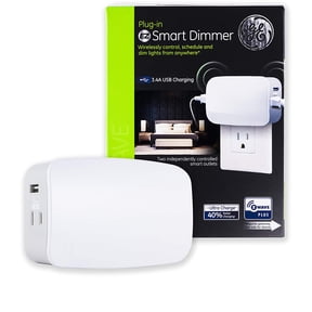 GE Z-Wave Plus 2-Outlet 2-Port USB Plug-In Smart Dimmer, Z-Wave Hub Required, 28175