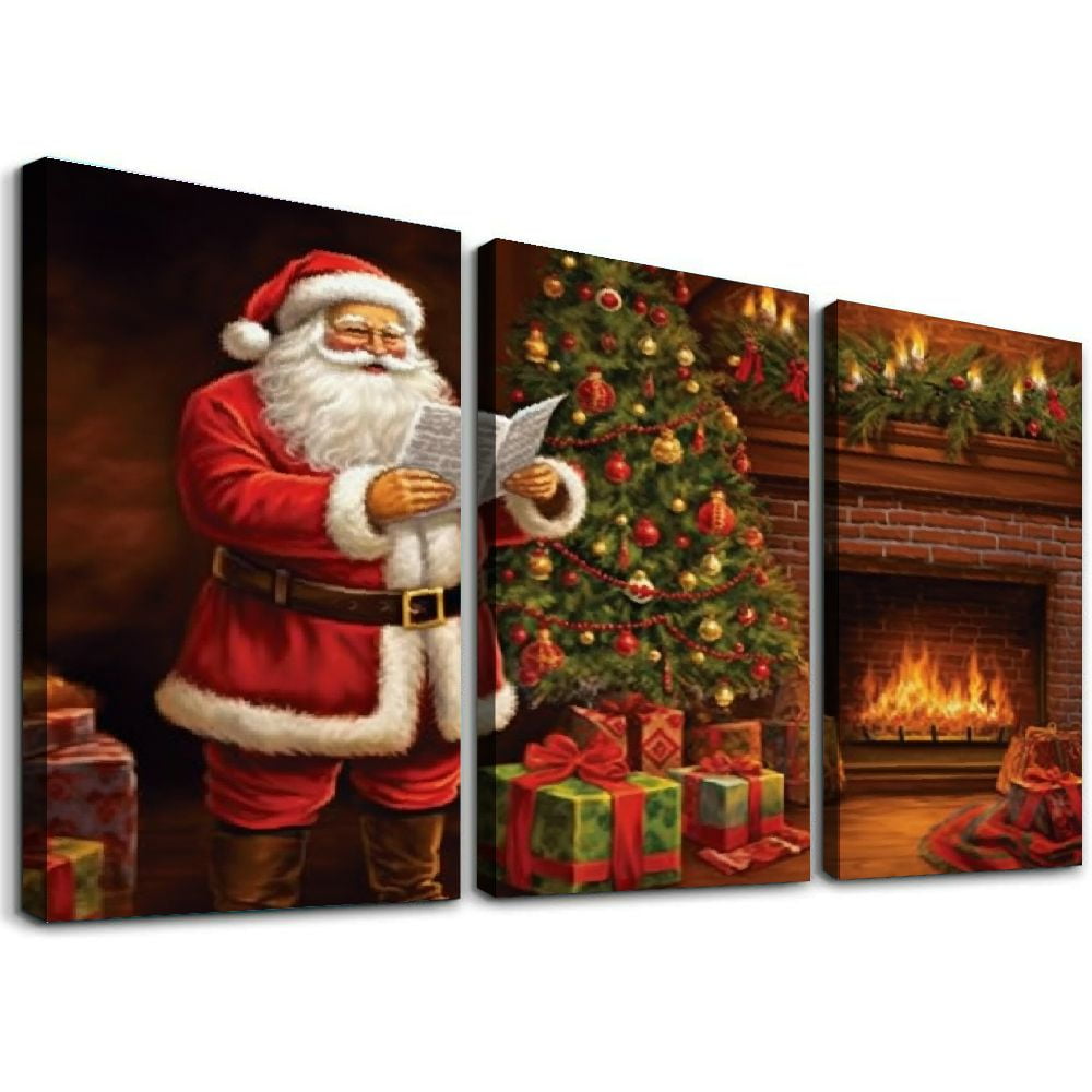 GENERALS Santa Filling Stockings Lighted Canvas Wall Art Print " With