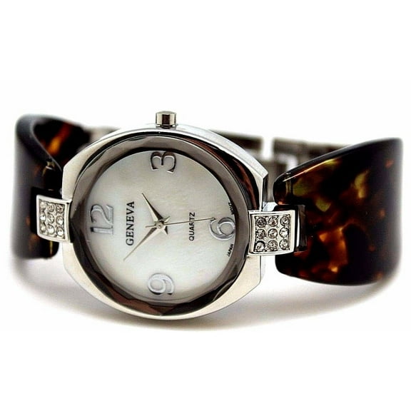 GENEVA WOMEN WATCH ROUND FACE FANCY BRACELET WITH NATURAL GRANITE COLOR