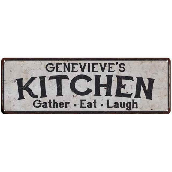 GENEVIEVE's Kitchen Personalized Rustic Chic Decor Gift 8x24 Sign 108240051981