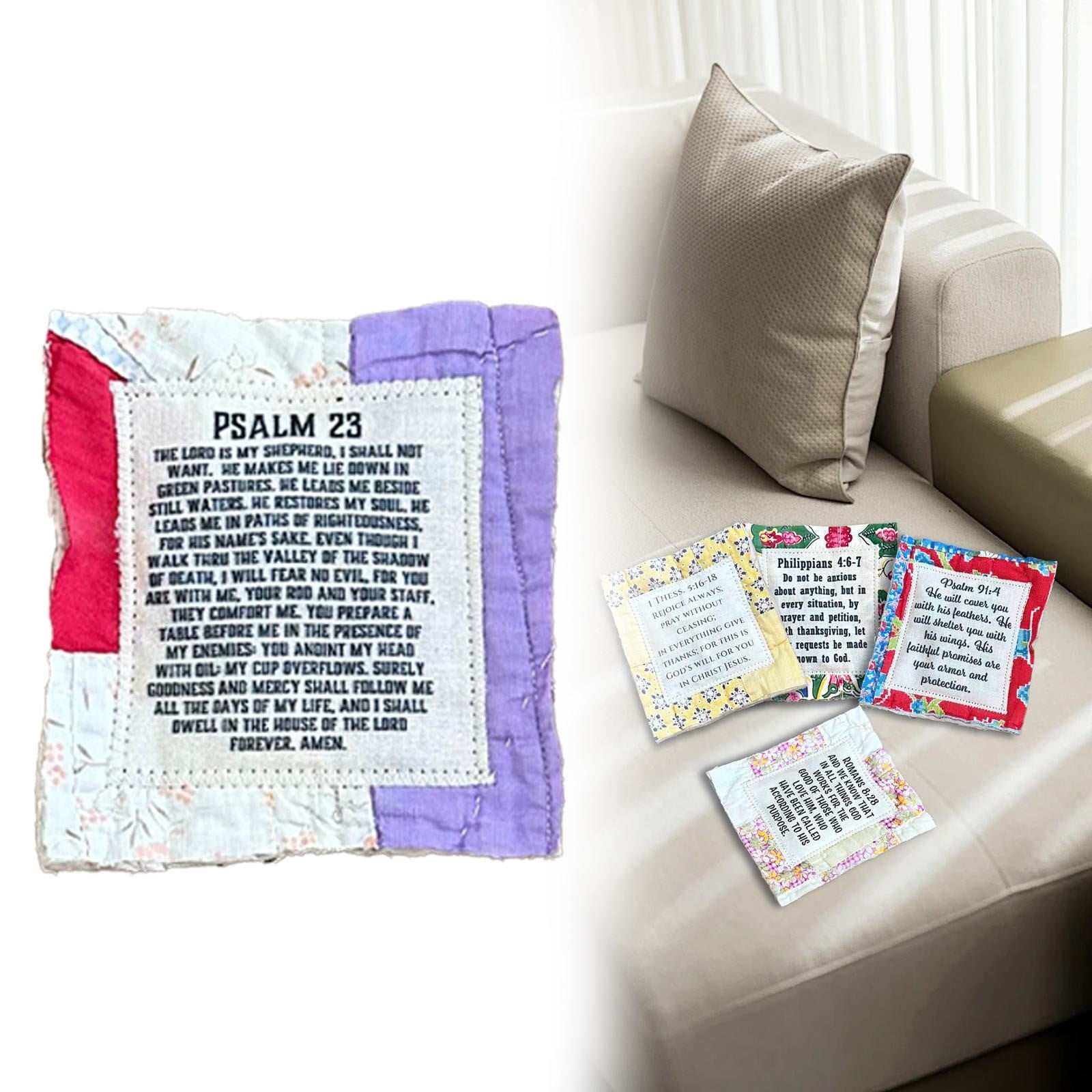 GENGAZ Symbolic Prayer Quilt, HandSewn With Wooden Inside, Proverbs 3