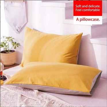GENGEN 2 Pack Pillow Cases, Fiber Pillow Covers with Hidden Zipper, Comfortable Pillow Cases Covers, Standard Size Brushed Microfiber Pillowcases Set of 2(Yellow, 29"x19")