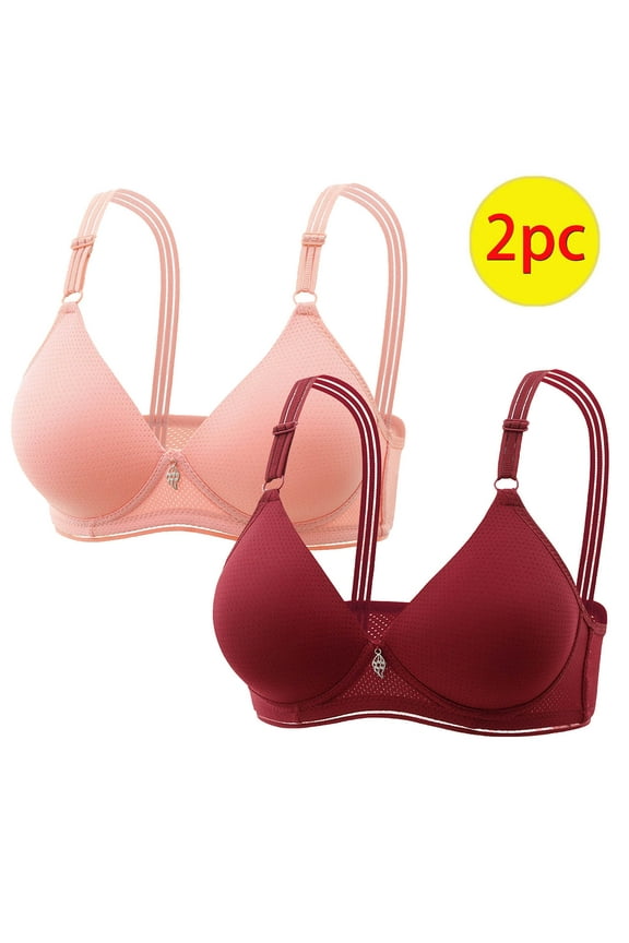 Ladies Bras 2PC Woman's Color Comfortable Saved ItemsHollow Out Perspective Bra Tween Underwear No Rims