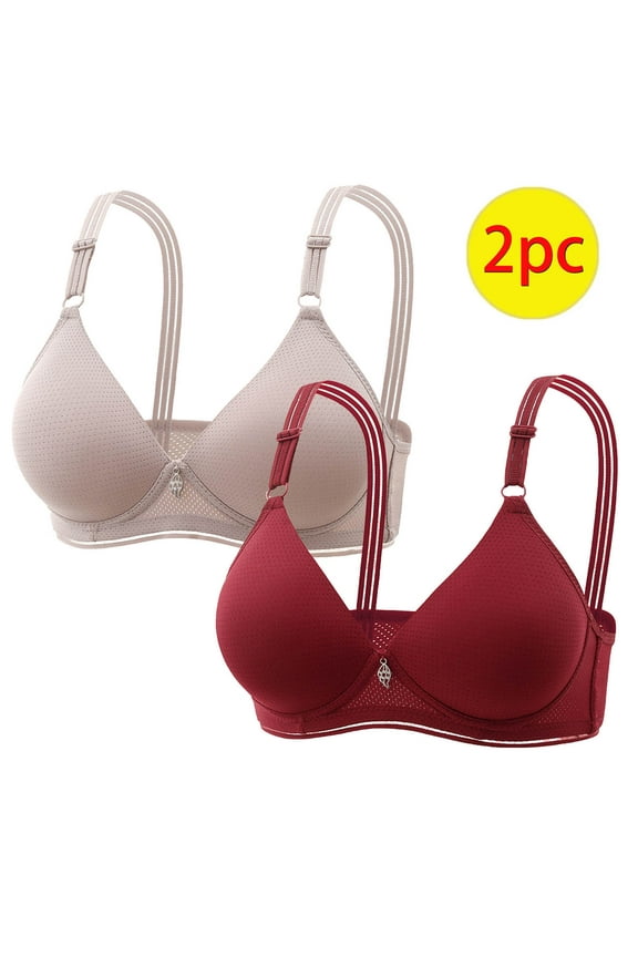 Ladies Bras 2PC Woman's Color Comfortable Saved ItemsHollow Out Perspective Bra Tween Underwear No Rims