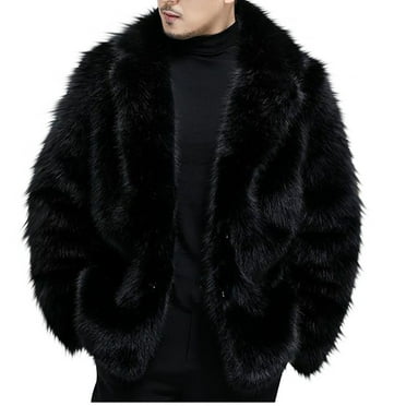 GENGING Men's Faux Fur Jacket Fuzzy Fleece Cardigan Oversize Long Sleeve Outwear Fall Winter Thermal Coats Overcoat