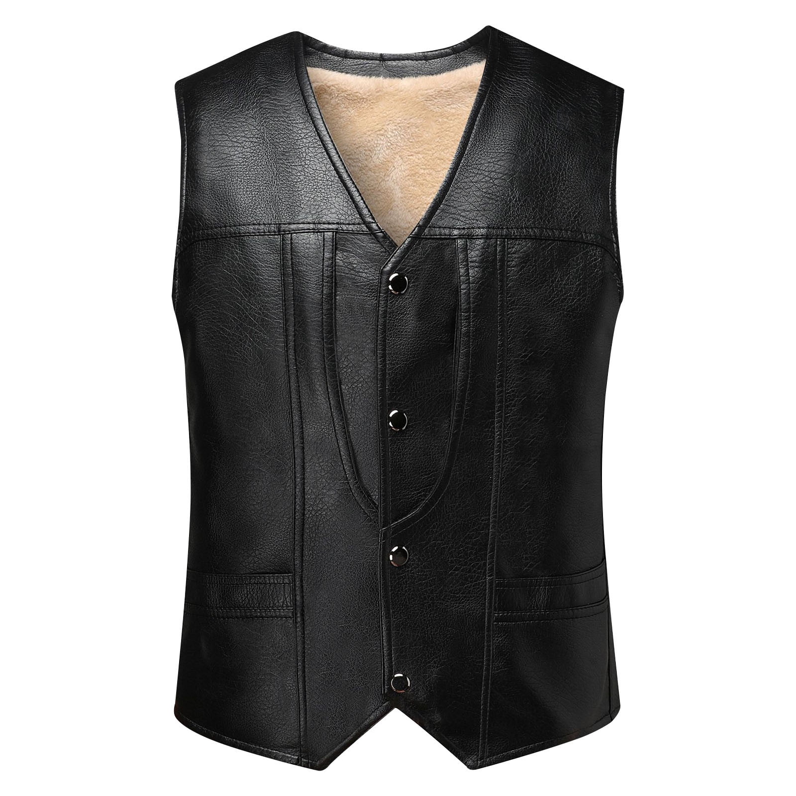 GENGING Mens Biker Motorcycle Vest Vintage Club Style Coat Rider Rocker ...
