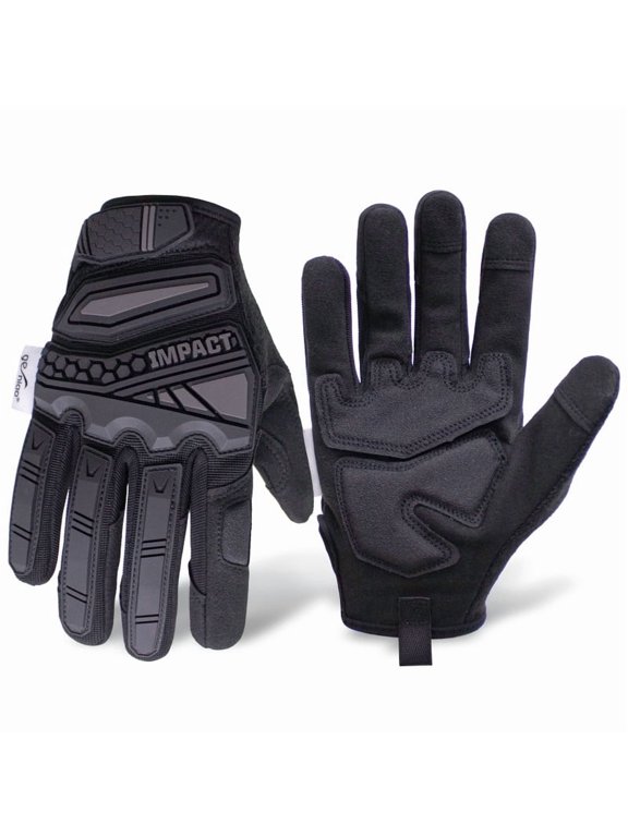 Padded Work Gloves for Men, Touchscreen Heavy Duty Mechanic Gloves,Reinforced Palm & Back for Warehouse Carpentry Construction Black M