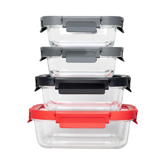 Genicook Rectangular Glass Container Set (Vanilla, 4-pc)