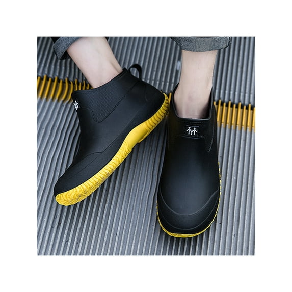 GENILU Men's Lightweight Antislip Safty Work Shoes Kitchen Comfortable Casual Low Top Rain Boots