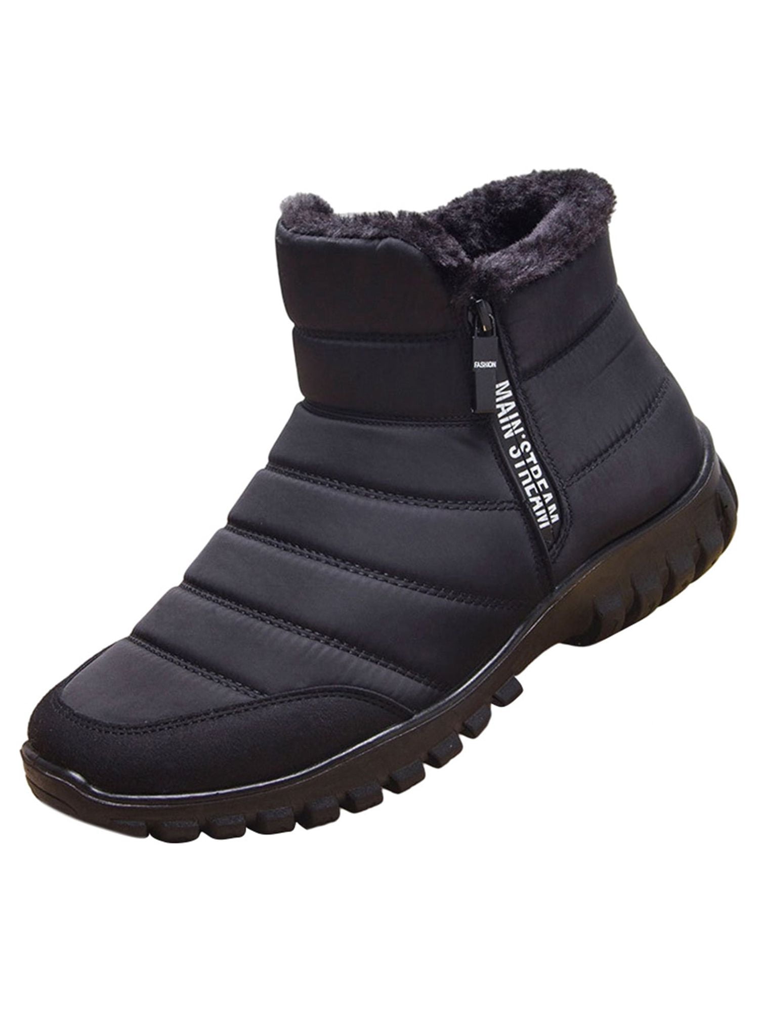 GENILU Men's Winter Waterproof Snow Boots Non-Slip Walking Outdoor Boots