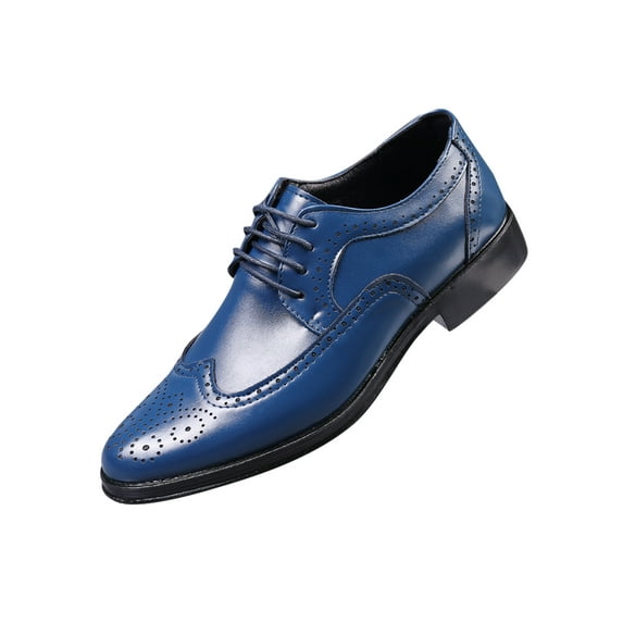 GENILU Mens Lightweight Glossy Oxfords Classic Dress Shoes Party Round Toe Oxford Shoe Blue 46